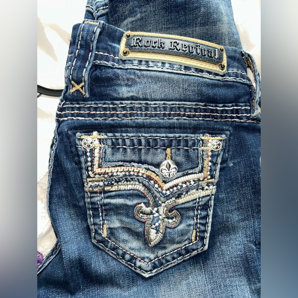 Rock Revival Dark Blue Embellished Women's Jeans
